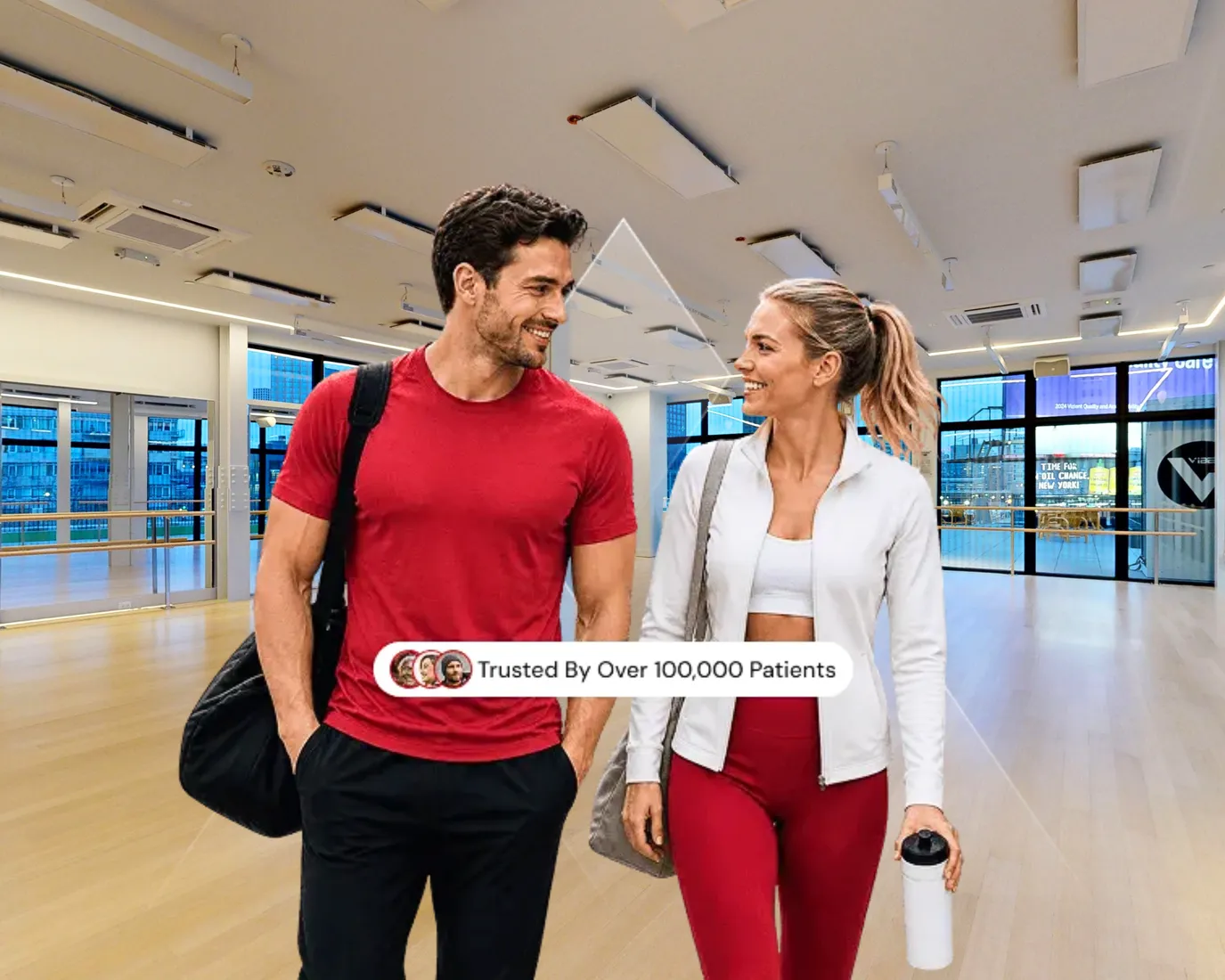 Couple happy inside gym